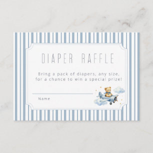 Little Pilot Teddy Bear Diaper Raffle Tickets Enclosure Card