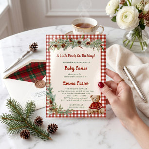 Little Pine Baby Shower Woodland Gingham Invitation