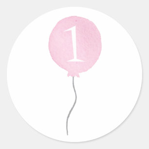 Little Pink Balloon Birthday Number Stickers