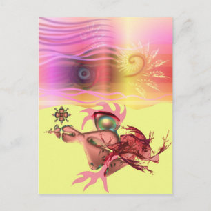 Little pink beastie goes for a run postcard