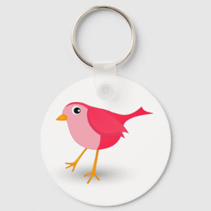 Little Pink Bird Cute Girl Classic Round Keychain