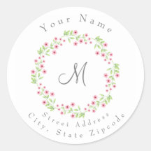 Little Pink Blossoms Wreath Address Label