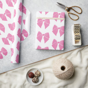 Little Pink Bow Baby Shower Girl Birthday Coquette Wrapping Paper