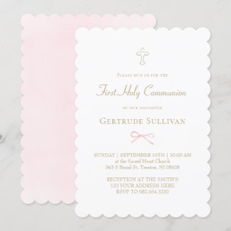 little pink bow | First Holy Communion Invitation