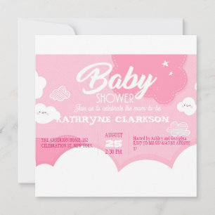 Little Pink Cloud Baby Shower Invitation