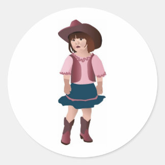 Little Pink Cowgirl Classic Round Sticker