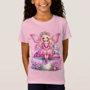 Little Pink Fairy Sitting on a Mushroom T-Shirt