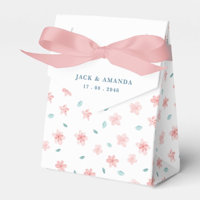 Little Pink Floral Chic Wedding Favour Box (Front Side)