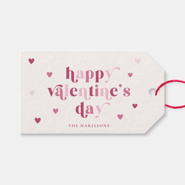 Little Pink Hearts Valentine’s Day Gift Tag (Front (Horizontal))