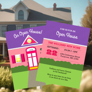 Little Pink House Fun Open House Invitation