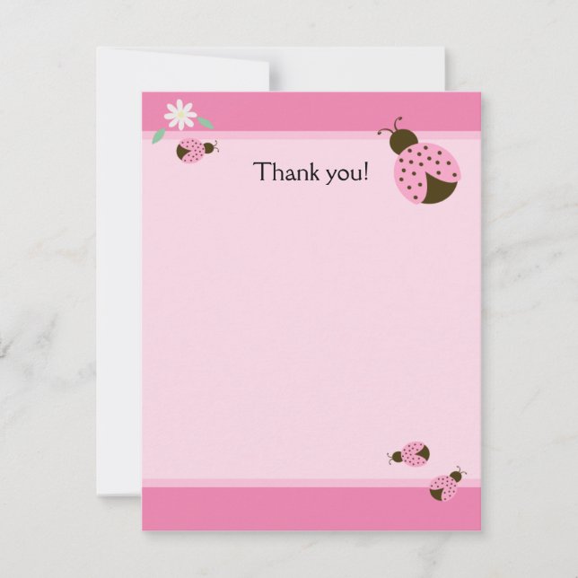 Little Pink Ladybugs Flat Matte Thank you note Card (Front)