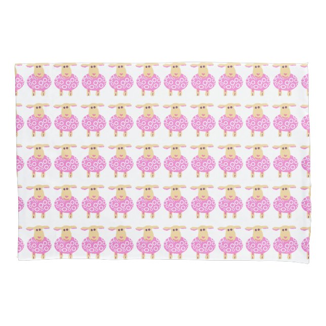 Little pink lambs pillowcase (Front)