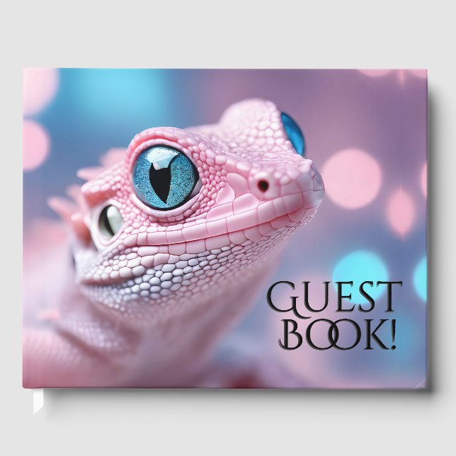 Little Pink Lizard w/ Big Blue Eyes Date Info  Guest Book (Front)