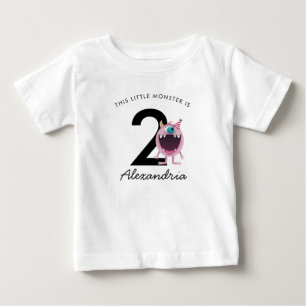 Little Pink Monster Birthday   Any Age Baby T-Shirt