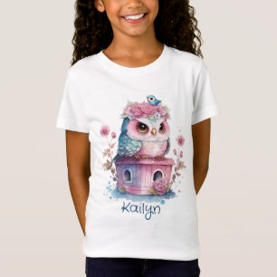 Little Pink Owl Watercolor T-Shirt