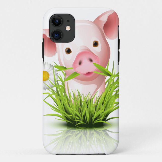 Little pink pig in grass Case-Mate iPhone case (Back)