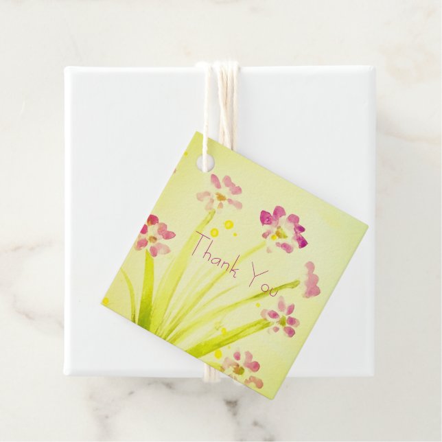 Little Pink Plum Flowered Favour Tags (In Situ)