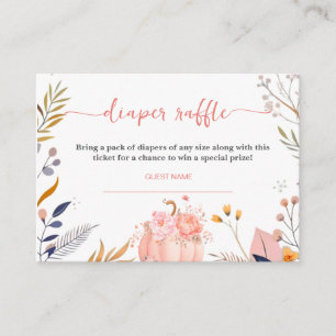 Little Pink pumpkin baby sprinkle Diaper Raffle Enclosure Card