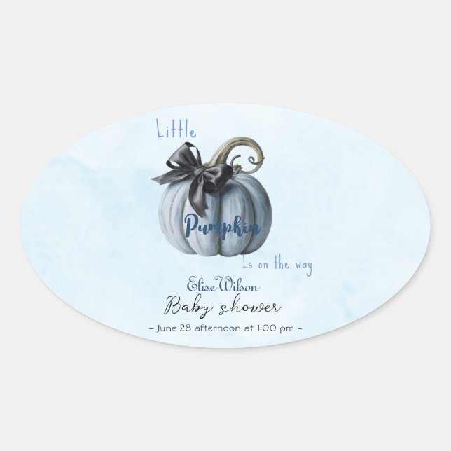 Little pink pumpkin bow is on the way2 oval sticker (Front)