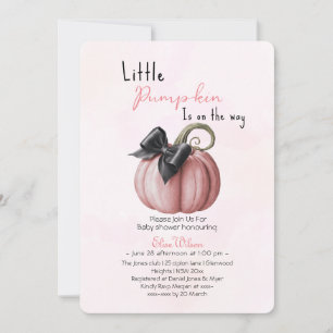 Little pink pumpkin bow is on the way invitation
