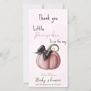 Little pink pumpkin bow is on the way thank you card