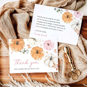Little Pink Pumpkin Girl Baby Shower Thank You Card