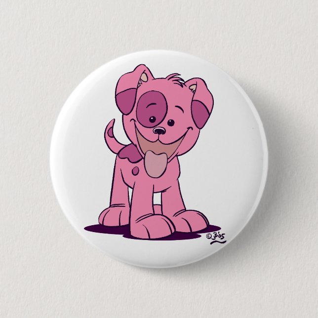 Little pink puppy button badge (Front)