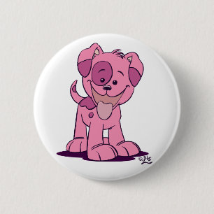Little pink puppy button badge