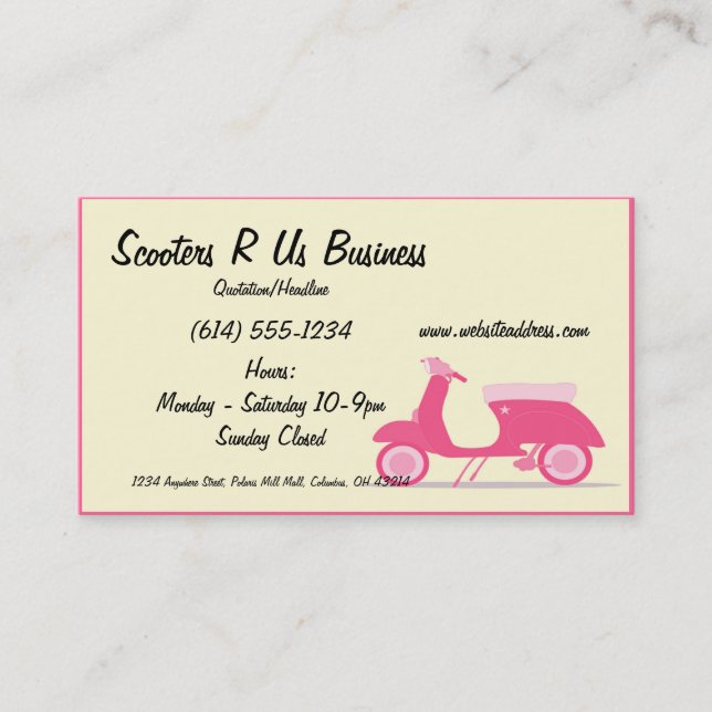 Little Pink Scooter Business Cards (Front)
