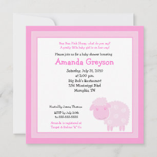 Little Pink Sheep Farm 5x5 Baby Shower Invitation