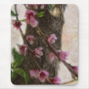 Little Pink Tree Flowers Mouse Mat