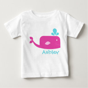 Little Pink Whale Personalised Baby T-Shirt