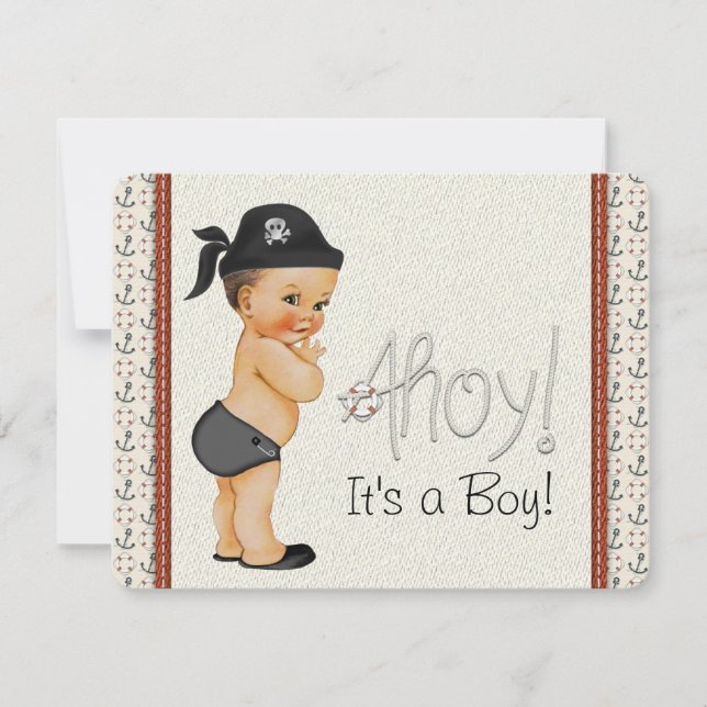 Little Pirate Boys Nautical Baby Shower Invitation (Front)