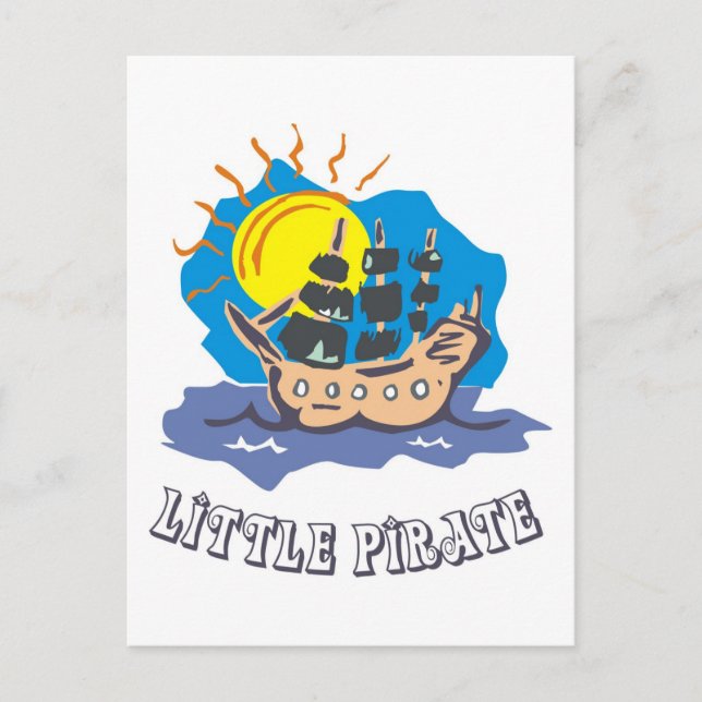 Little pirate toddler on a sailboat on the sea postcard (Front)