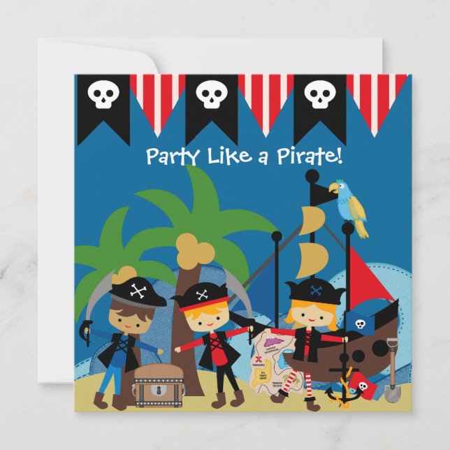 Little Pirates Kids Pirate Birthday Invitation (Front)
