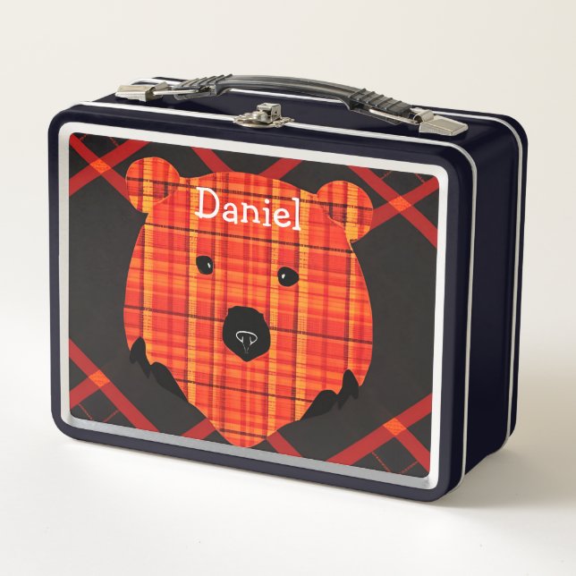Little Plaid Story Book Bear Metal Lunch Box (Front)
