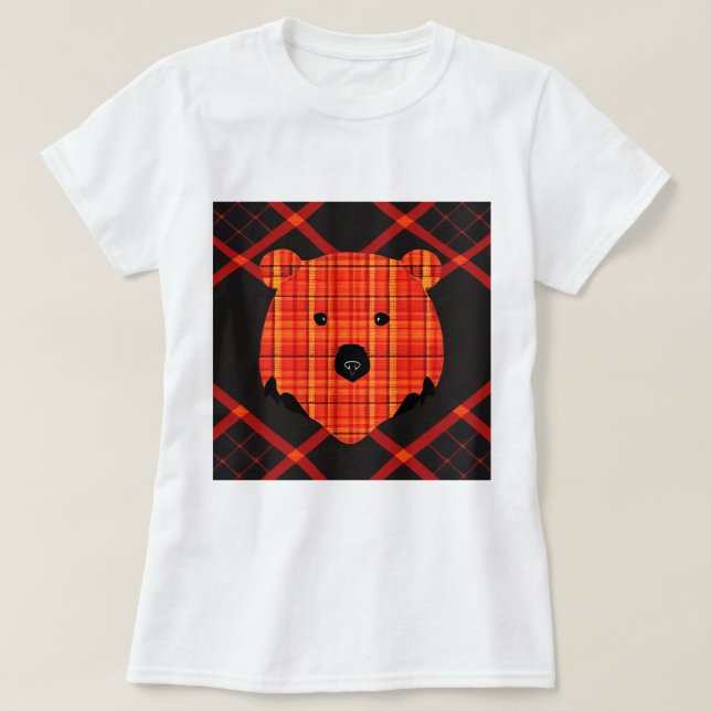 Little Plaid Story Book Bear T-Shirt (Design Front)