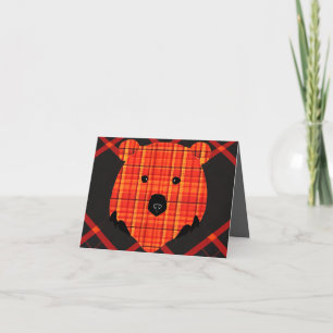 Little Plaid Story Book Bear Thank You Card