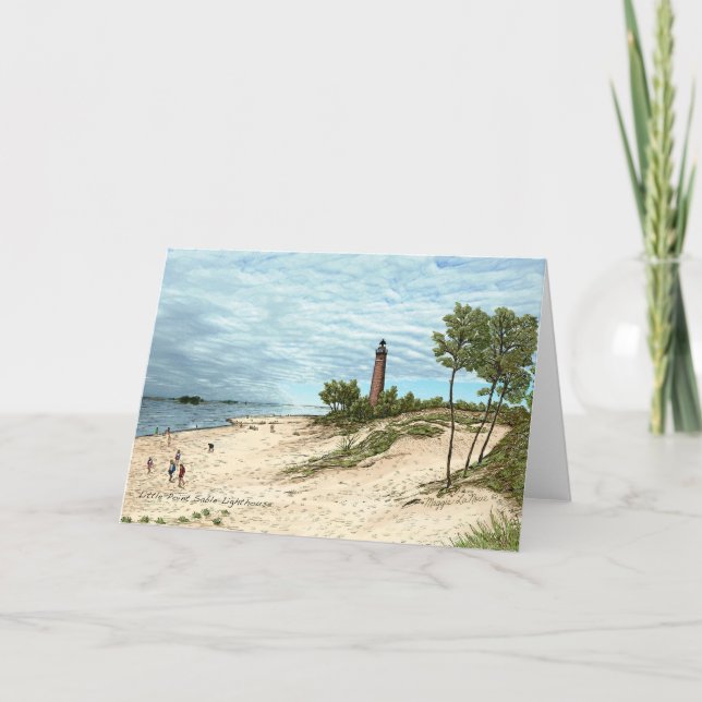 Little Point Sable Lighthouse Greeting Cards (Front)