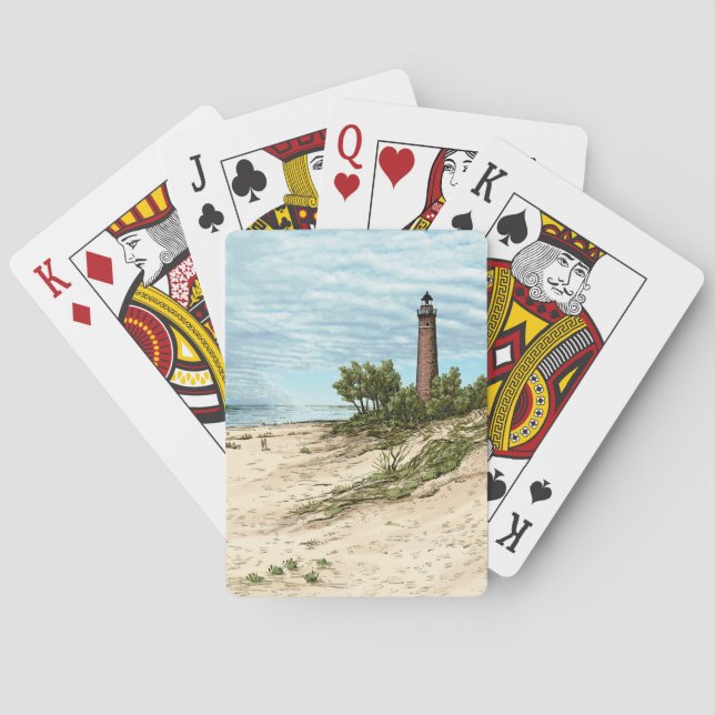 Little Point Sable Lighthouse Michigan Playing Cards (Back)
