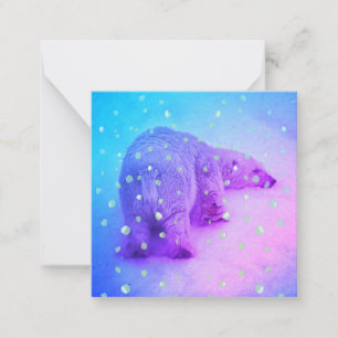 Little Polar Bear putting his head on the snow Card