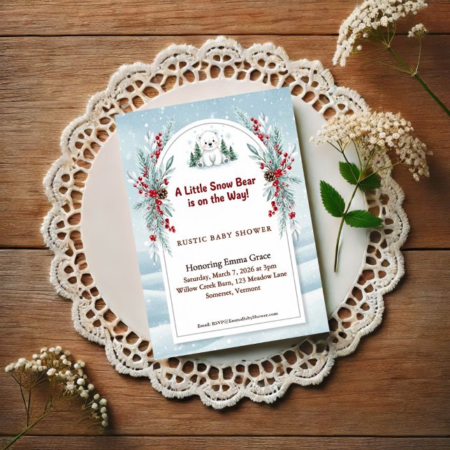 Little Polar Bear Winter Baby Shower Invitation (Creator Uploaded)