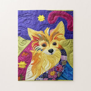Little Pom Puppy Quilt Like Design Jigsaw Puzzle