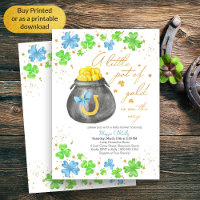 Little Pot of Gold Blue Green Shamrock Baby Shower