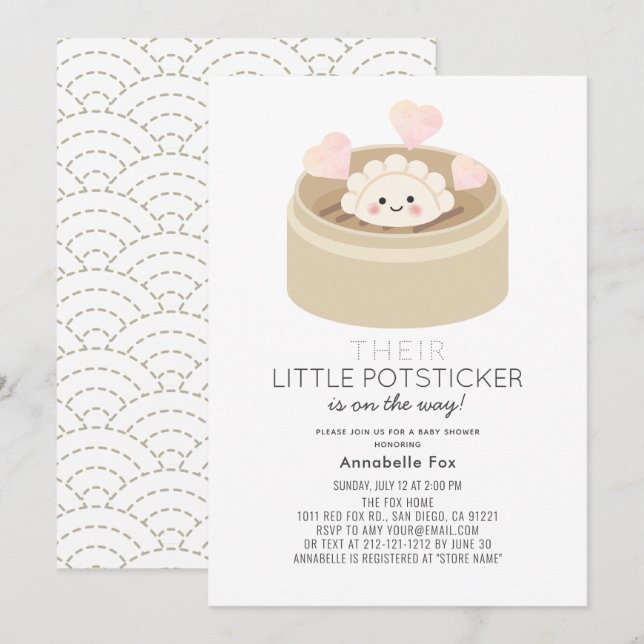 Little Potsticker Baby Shower Invitation (Front/Back)