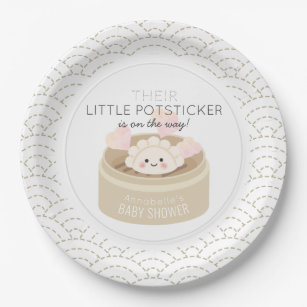 Little Potsticker White Baby Shower Paper Plates