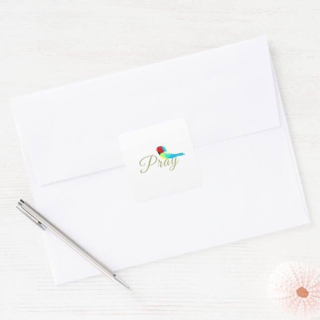 Little Prayer Bird  Square Sticker (Envelope)