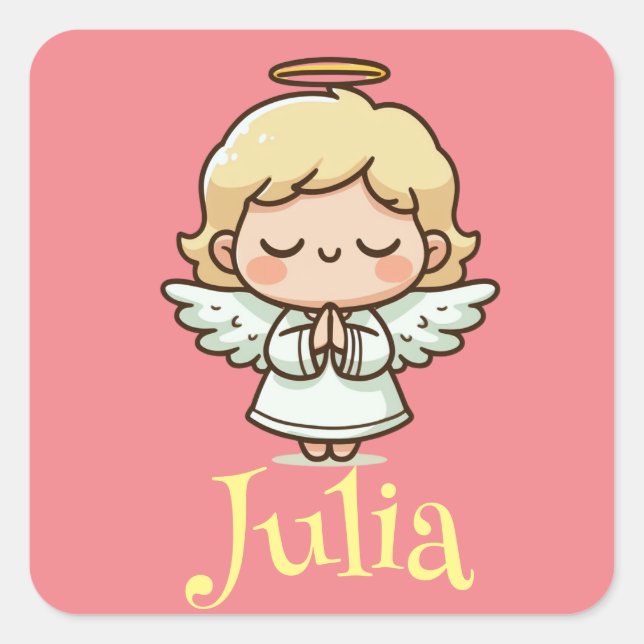 Little praying angel square sticker (Front)