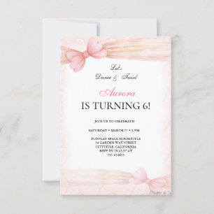 Little Pretty Ballerinas Ballet Birthday Party  Invitation