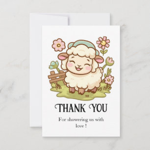 Little Pretty Sheep Baby Shower Thank You Card